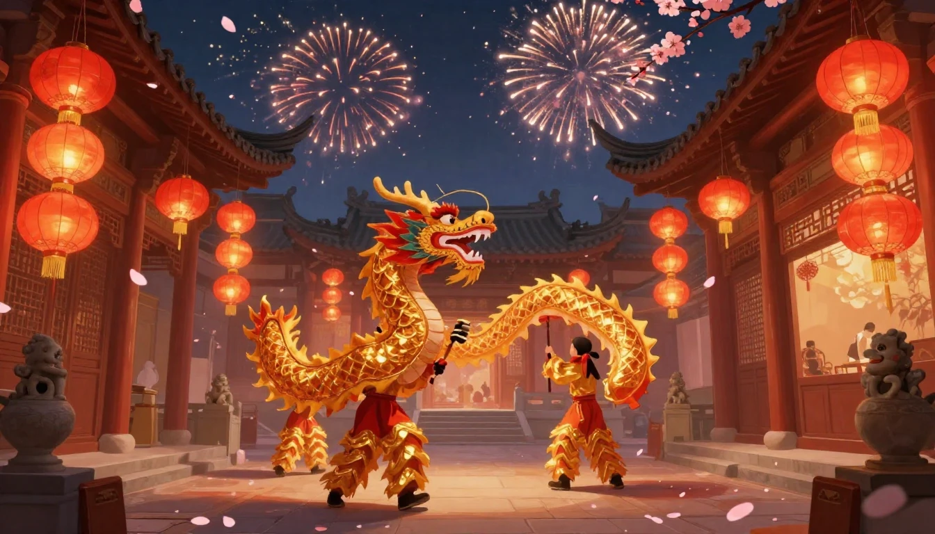 A breathtaking digital painting of a traditional Chinese tem...