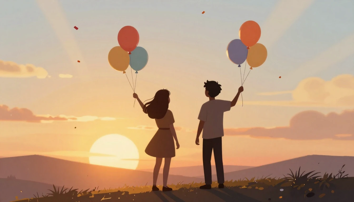 A warm and festive illustration celebrating friendship. Two ...