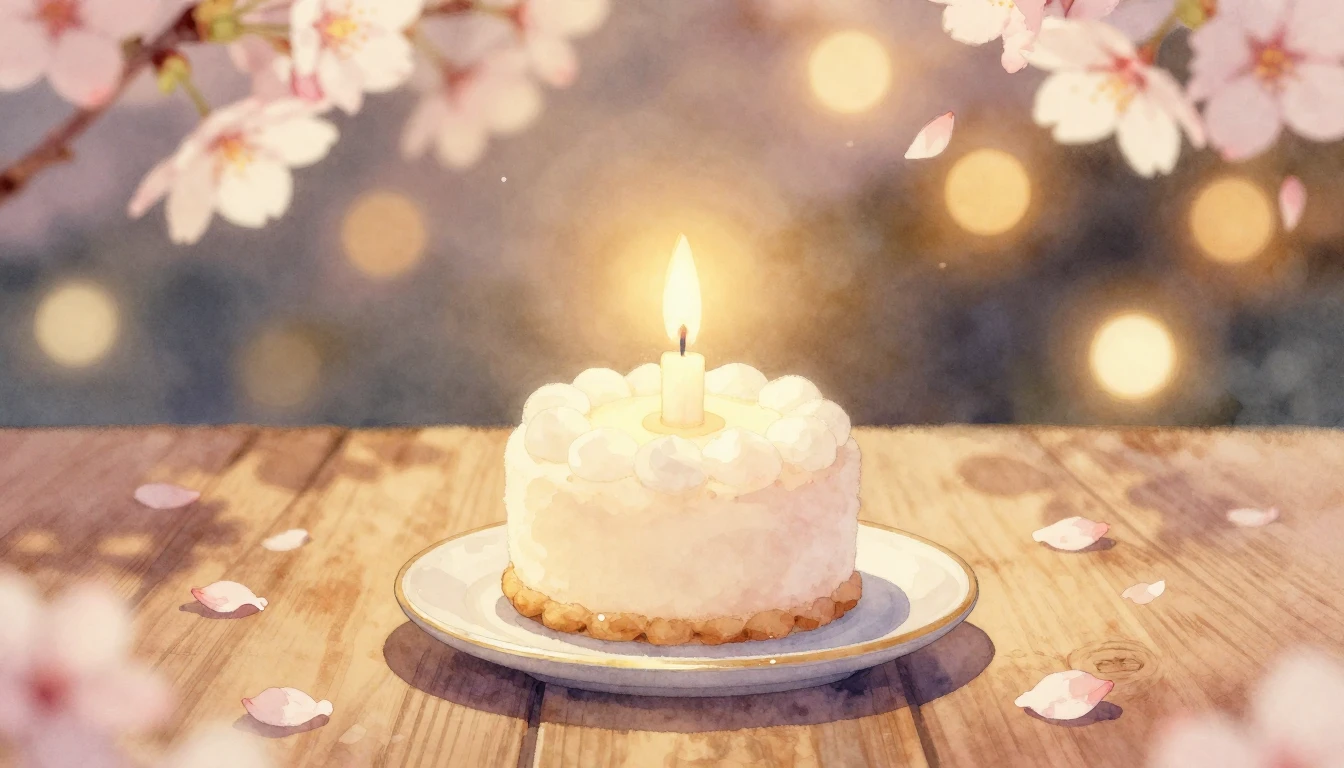 A soft watercolor painting of a single glowing candle on a s...