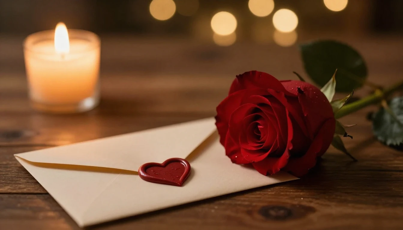 A romantic cinematic close-up of a single red rose lying on ...