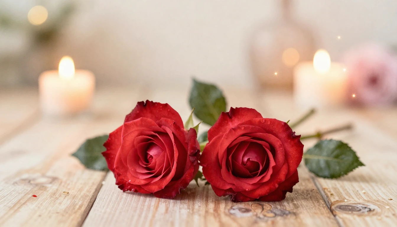 A beautiful and soft watercolor painting of two delicate red...