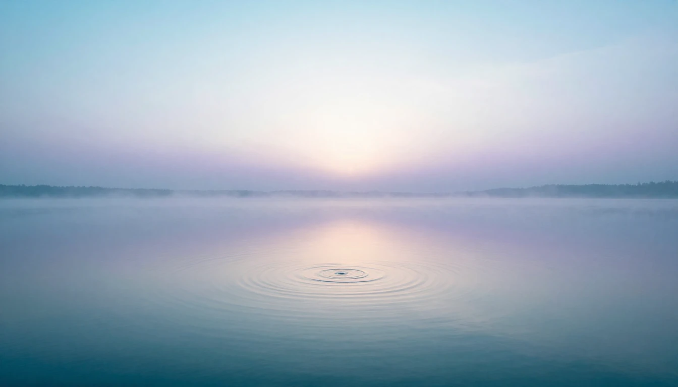 A serene and vast landscape featuring a single, perfectly st...