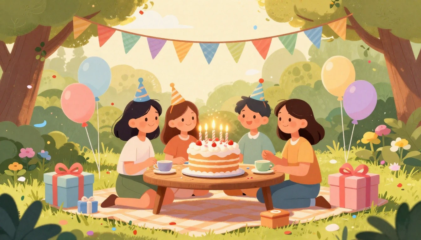 A vibrant and heartwarming digital art illustration depictin...