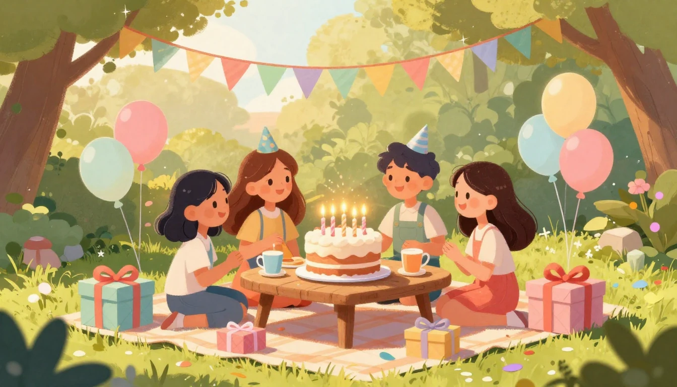 A vibrant and heartwarming digital art illustration depictin...