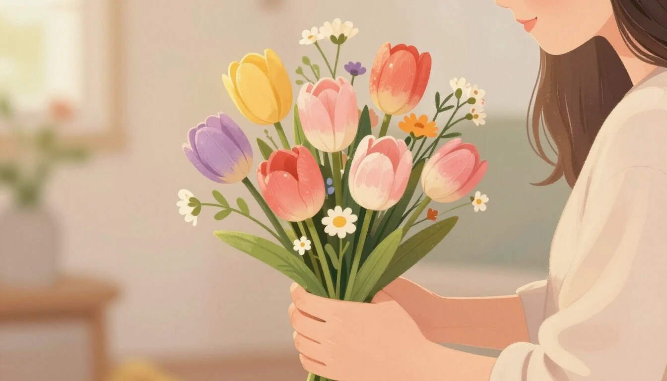 A heartwarming and gentle illustration representing motherly...