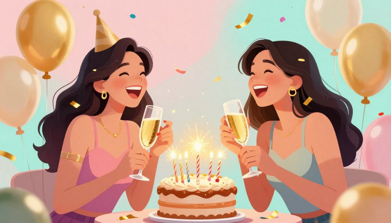 A vibrant and joyful digital illustration of a birthday cele...