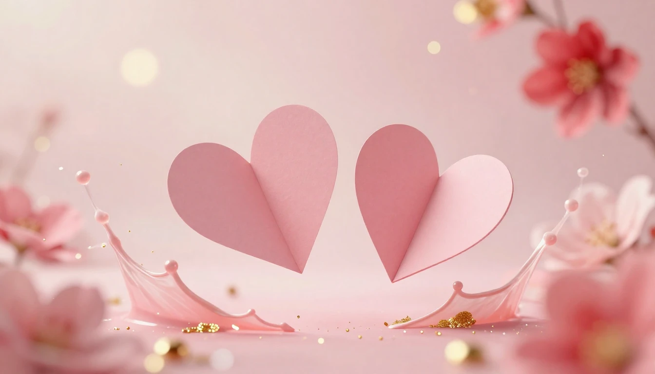 A beautiful and romantic scene featuring two delicate paper ...