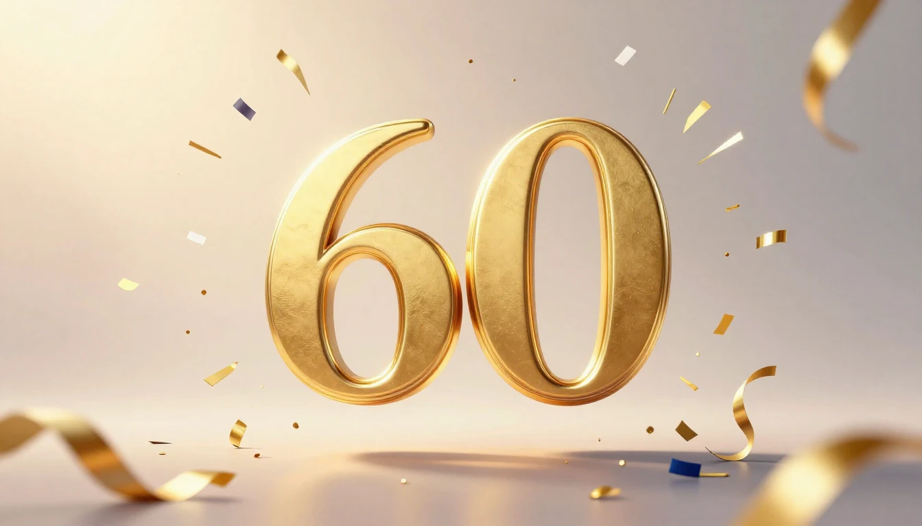 A festive and elegant album cover design for a 60th birthday...