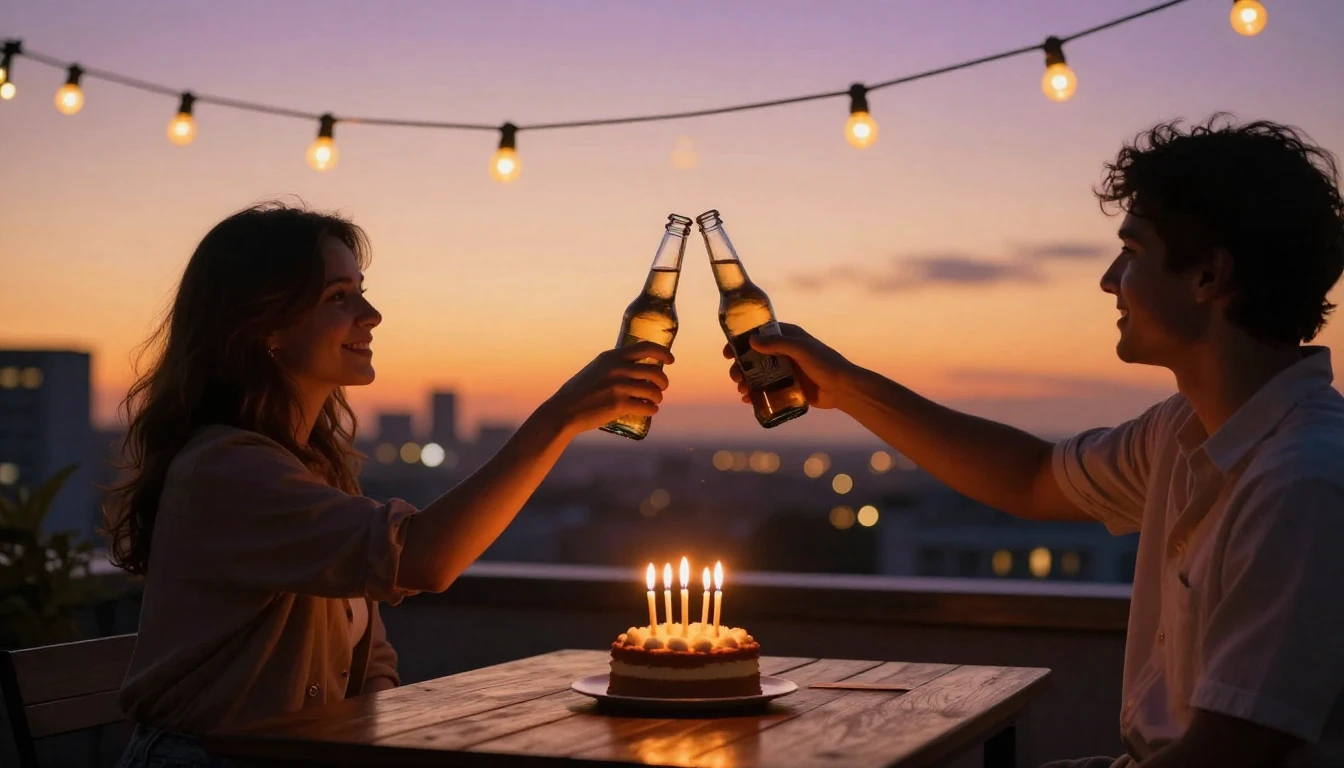 A warm and inviting scene of a birthday celebration on a roo...