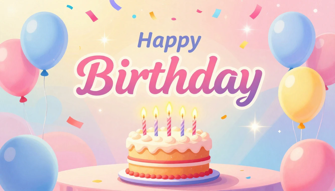 A vibrant and cheerful digital art illustration for a birthd...