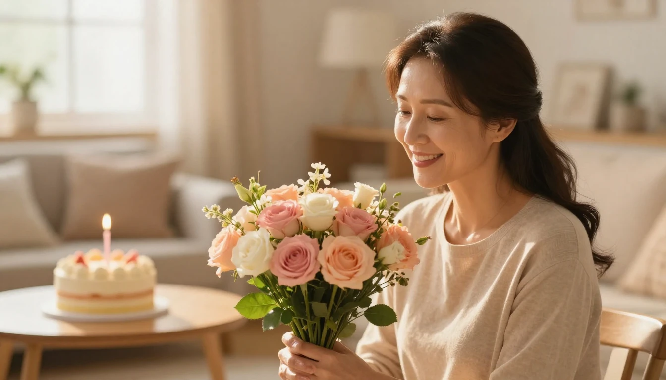 A warm and emotional portrait of a loving mother receiving a...