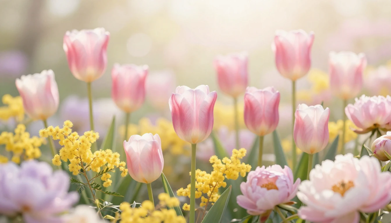 A beautiful and vibrant spring scene filled with blooming fl...