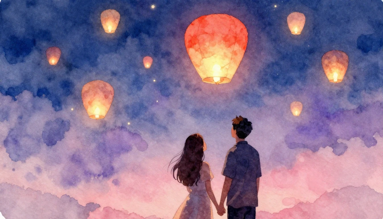 A beautiful watercolor painting capturing a tender moment. I...