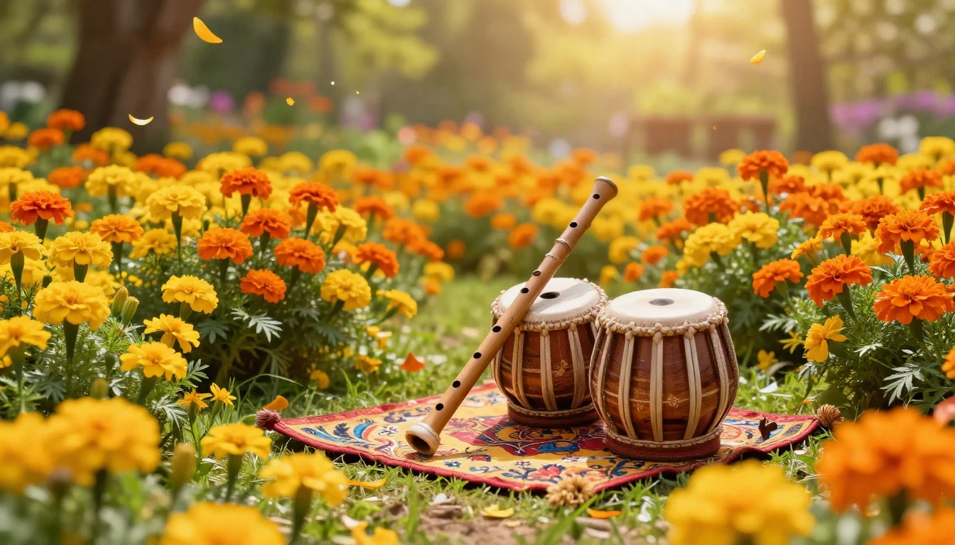 A vibrant scene celebrating the arrival of spring. The compo...