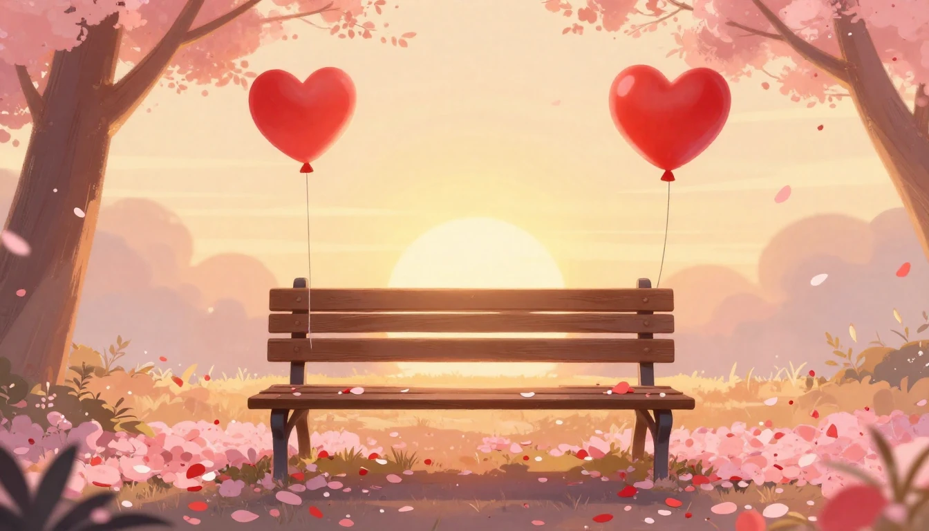 A romantic and warm illustration for a Valentine's Day song ...