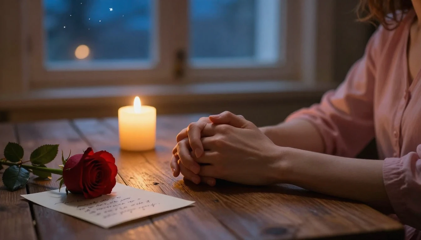 A romantic and soft artistic composition depicting a cozy in...