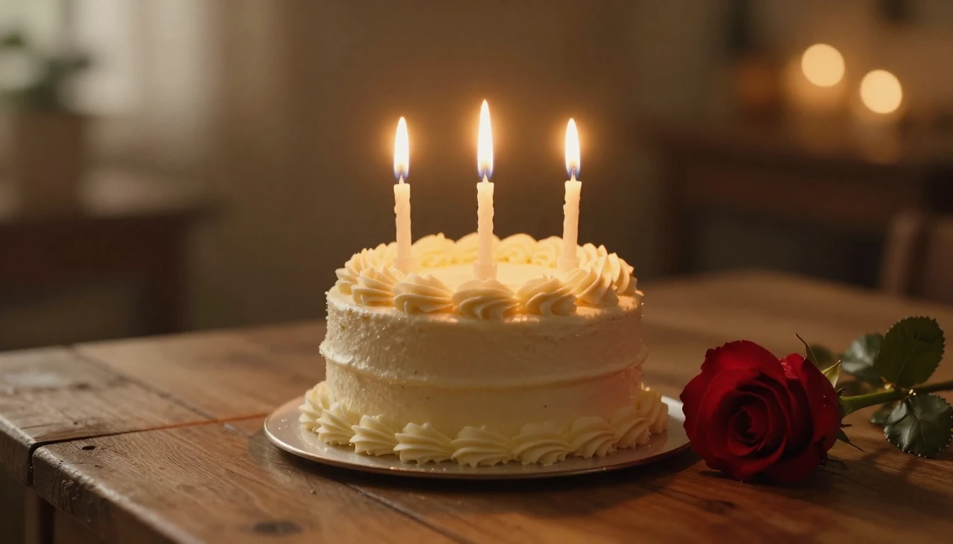 A warm and romantic cinematic close-up shot of a small elega...