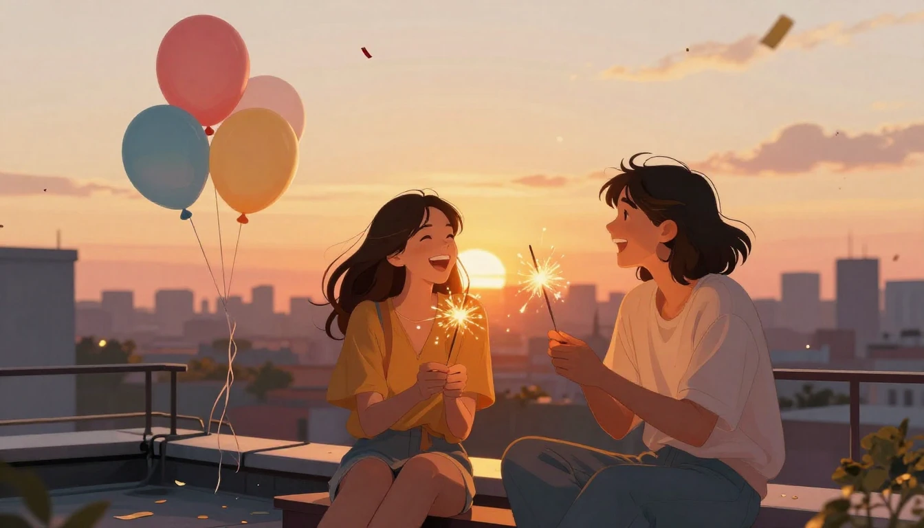 A heartwarming illustration of two best friends sitting on a...