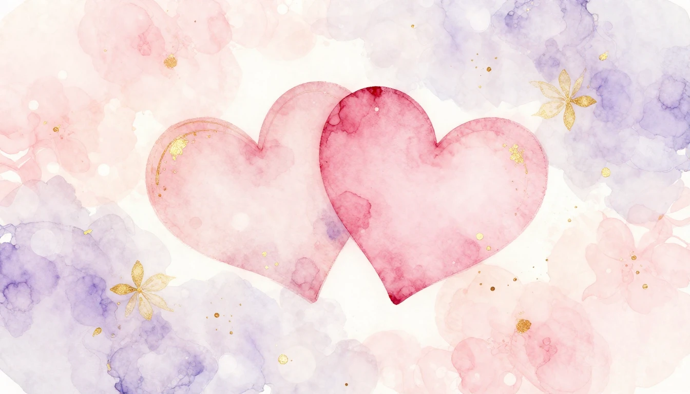 A beautiful and delicate watercolor painting of two stylized...