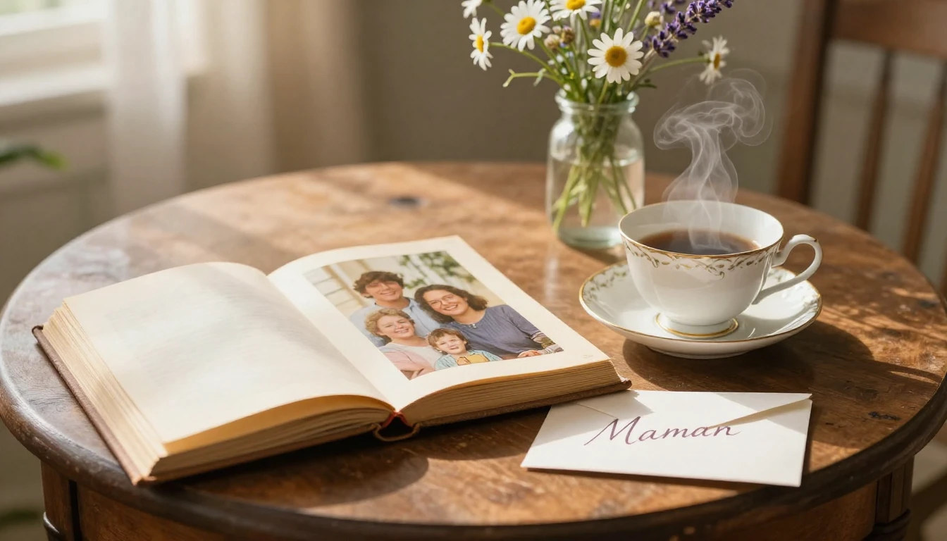 A warm and nostalgic composition featuring a vintage wooden ...