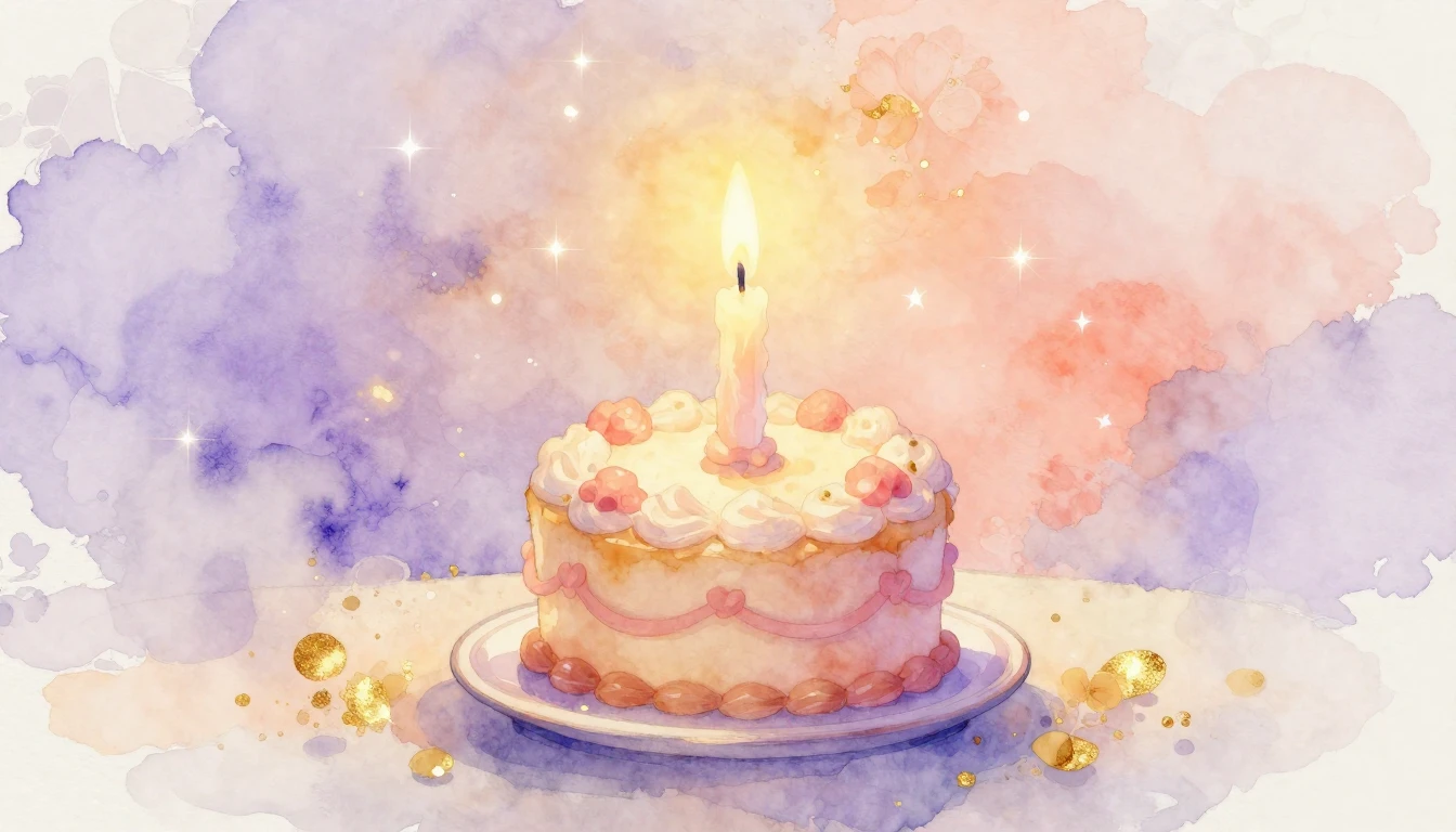 A beautiful watercolor painting of a single glowing candle o...