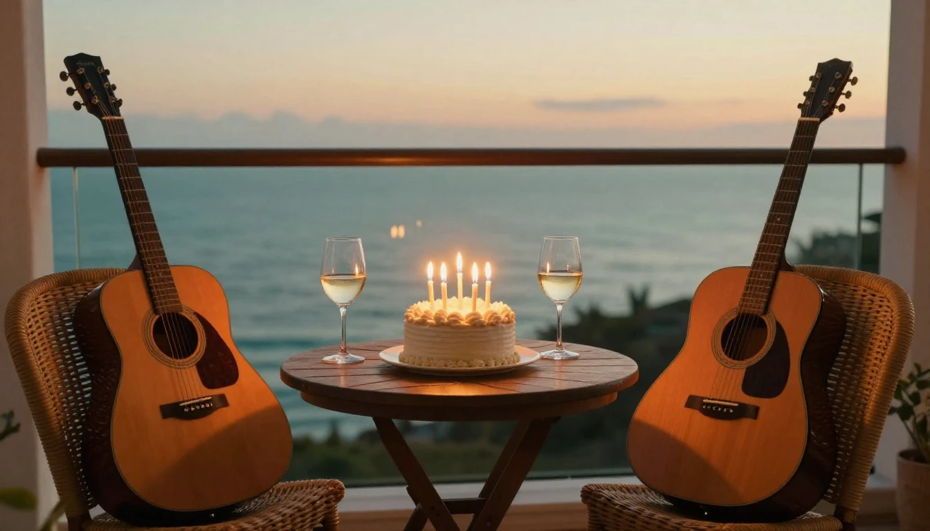 A warm and inviting scene of a birthday celebration on a bal...