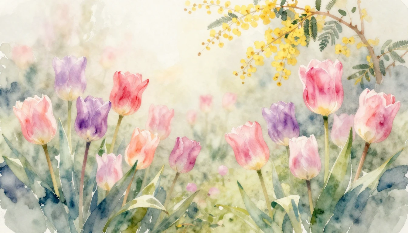 A beautiful and delicate watercolor painting of a blooming s...