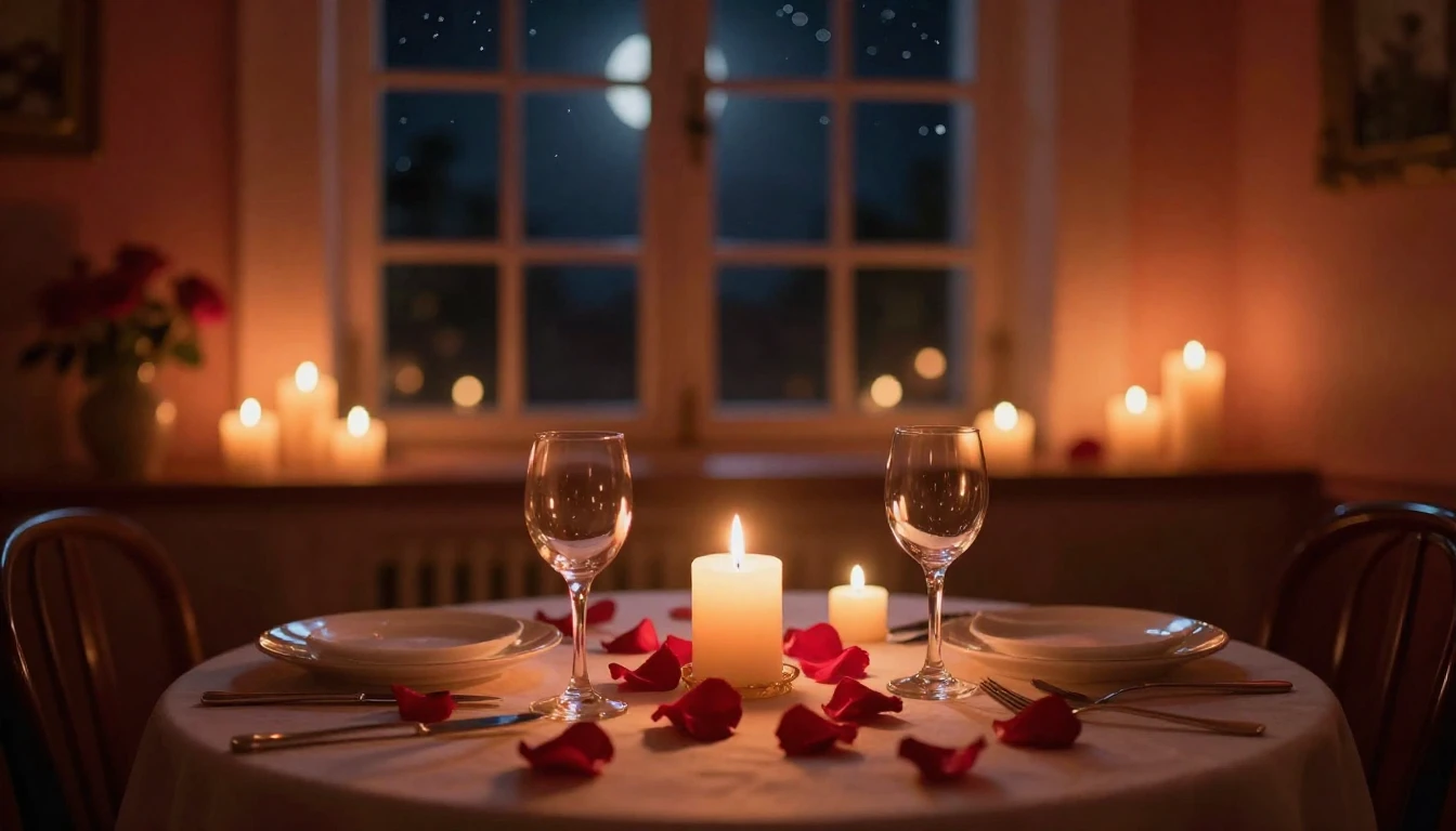 A warm, dimly lit room filled with the soft glow of numerous...