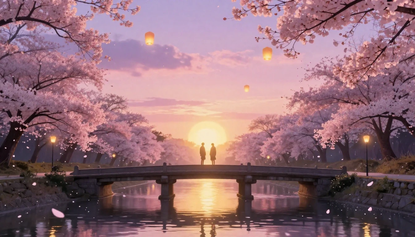 A breathtaking scene of two glowing silhouettes standing on ...