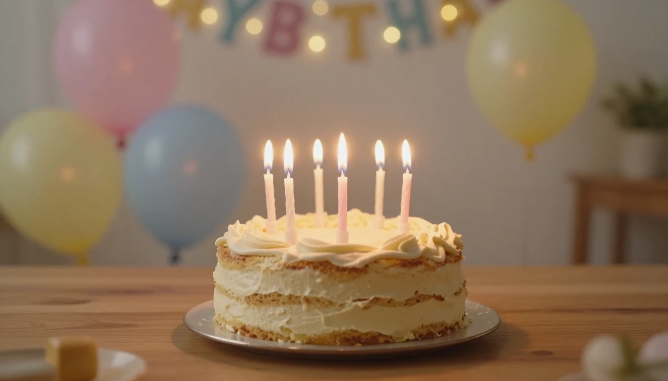 A warm and intimate birthday celebration setting, close-up o...