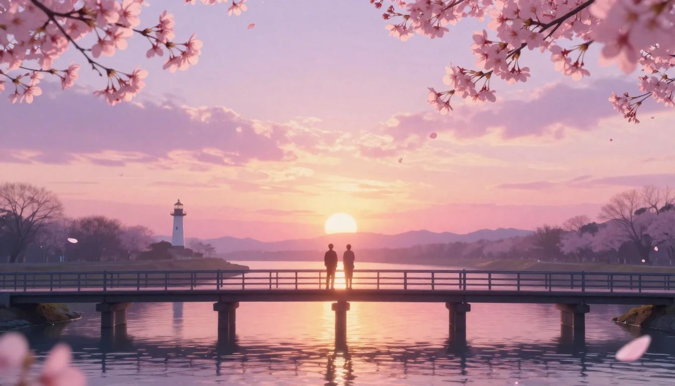 A breathtakingly beautiful scene of two glowing silhouettes ...