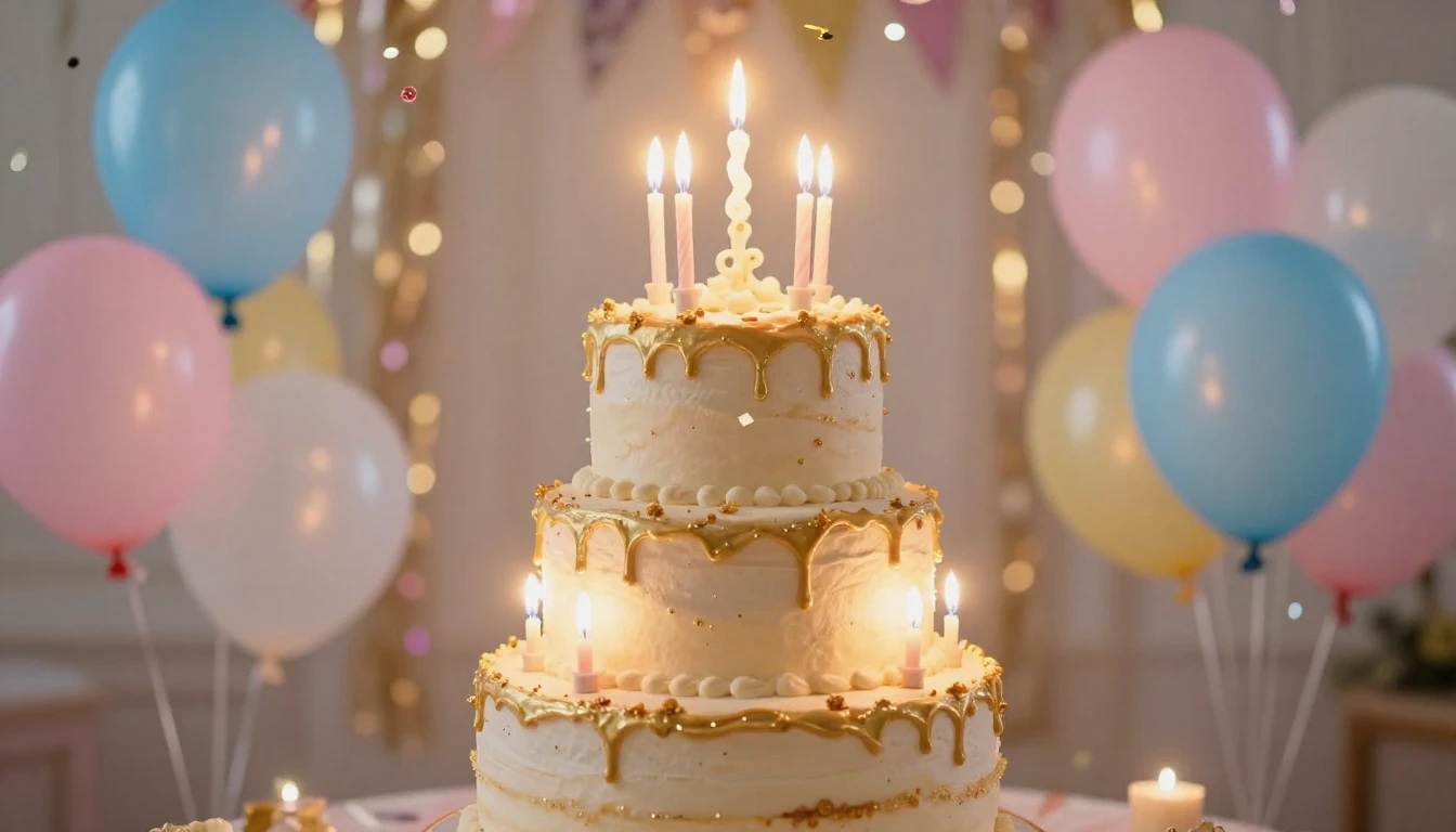 A vibrant and festive scene featuring a large, beautifully d...