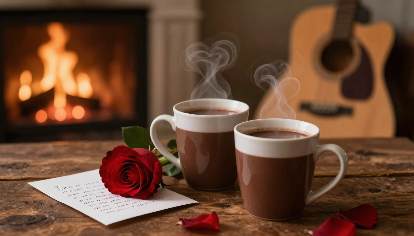 A romantic and cozy composition. Close-up of a rustic wooden...