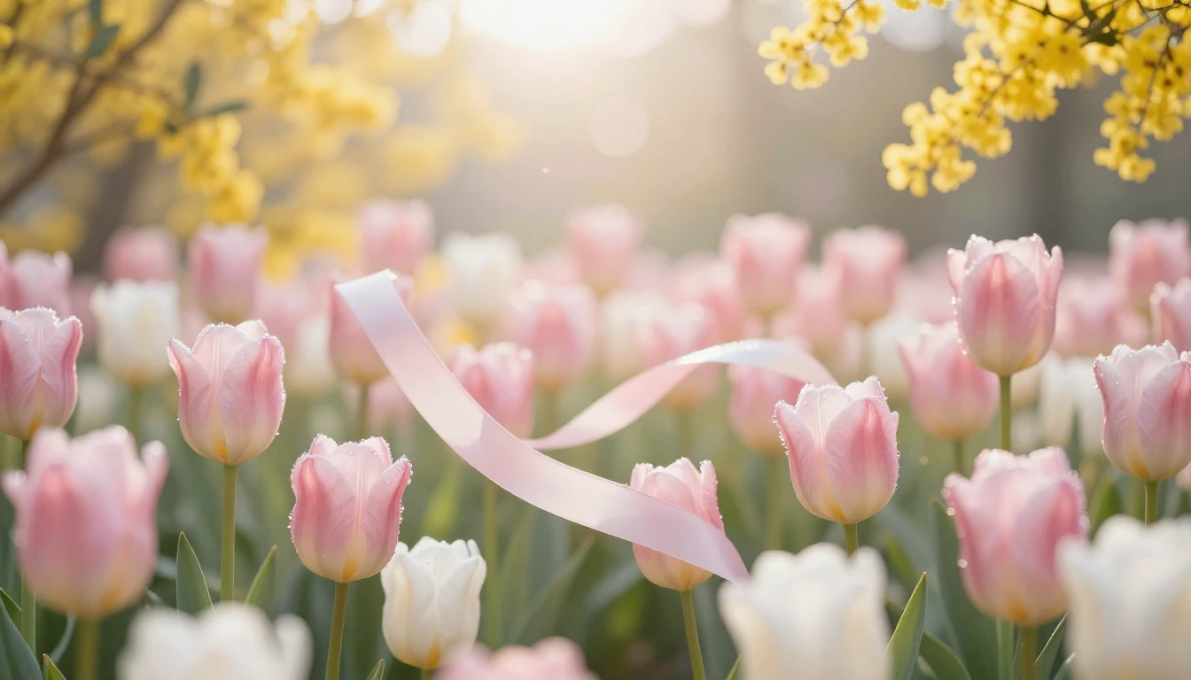 A breathtaking spring scenery filled with blooming tulips an...