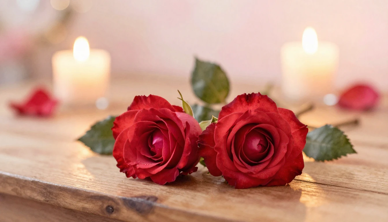 A soft and ethereal watercolor painting of two delicate red ...