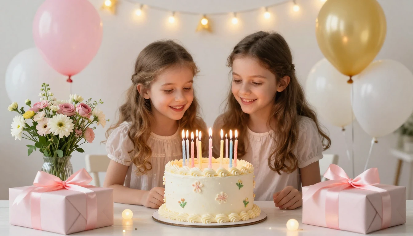 A heartwarming and festive birthday scene designed for a bel...