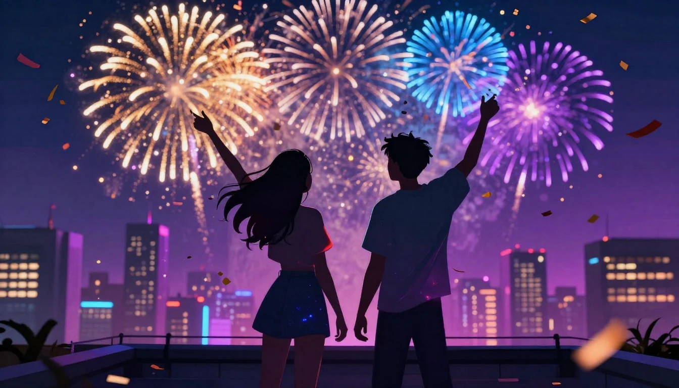 A vibrant and colorful digital art piece depicting a celebra...