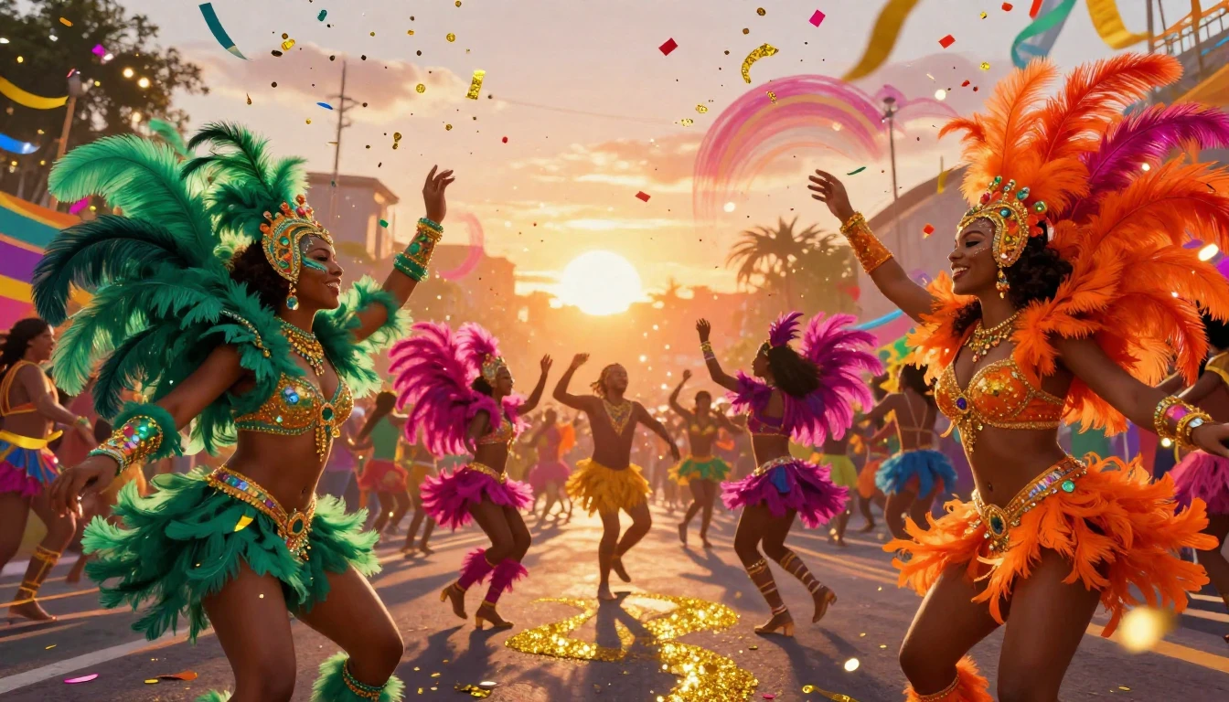 A vibrant and dynamic digital art piece depicting a grand Ca...