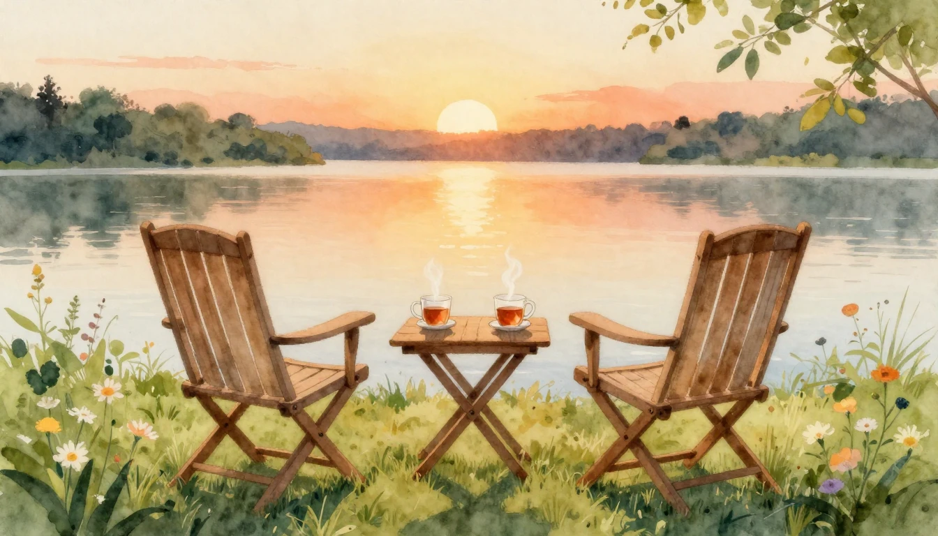 A beautiful watercolor painting depicting two empty chairs f...
