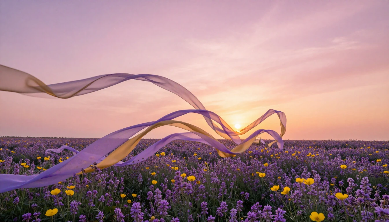 A breathtaking landscape featuring a vast field of blooming ...