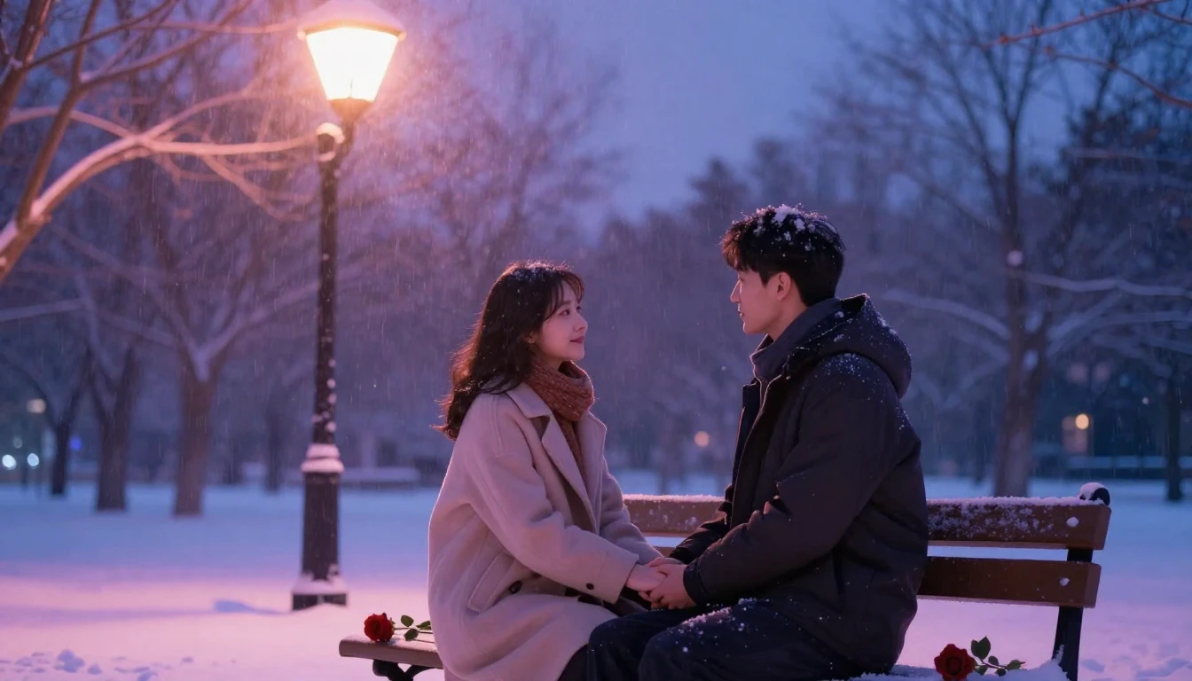 A romantic and intimate scene of a couple holding hands on a...