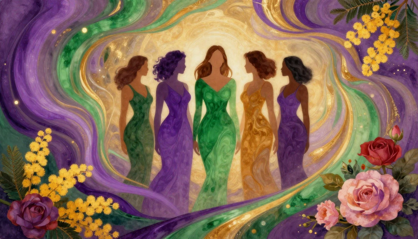 A vibrant and artistic representation of diverse feminine en...