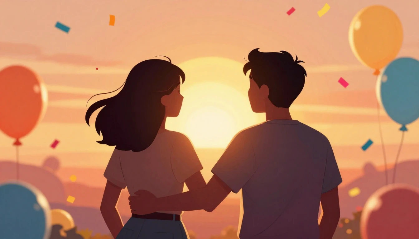 A vibrant and joyful digital artwork symbolizing strong frie...