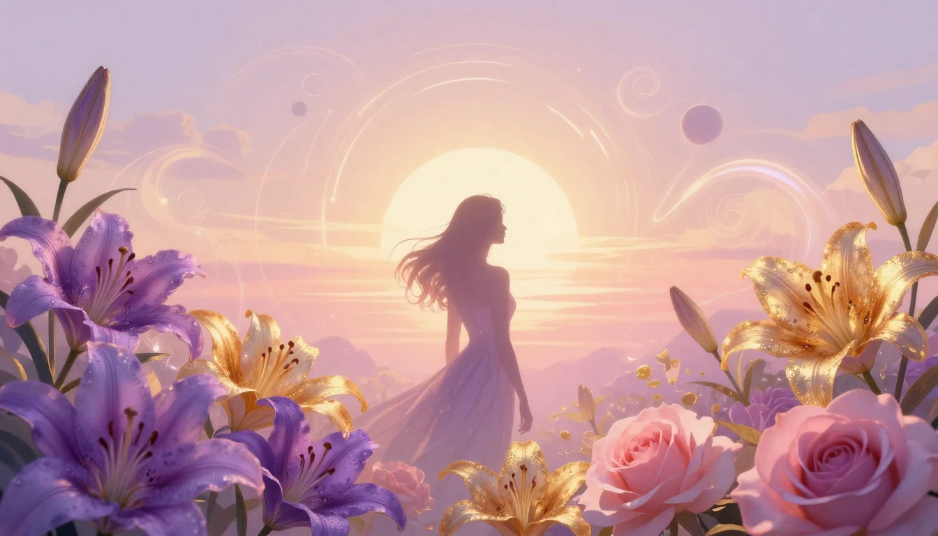 A vibrant and symbolic illustration celebrating femininity a...