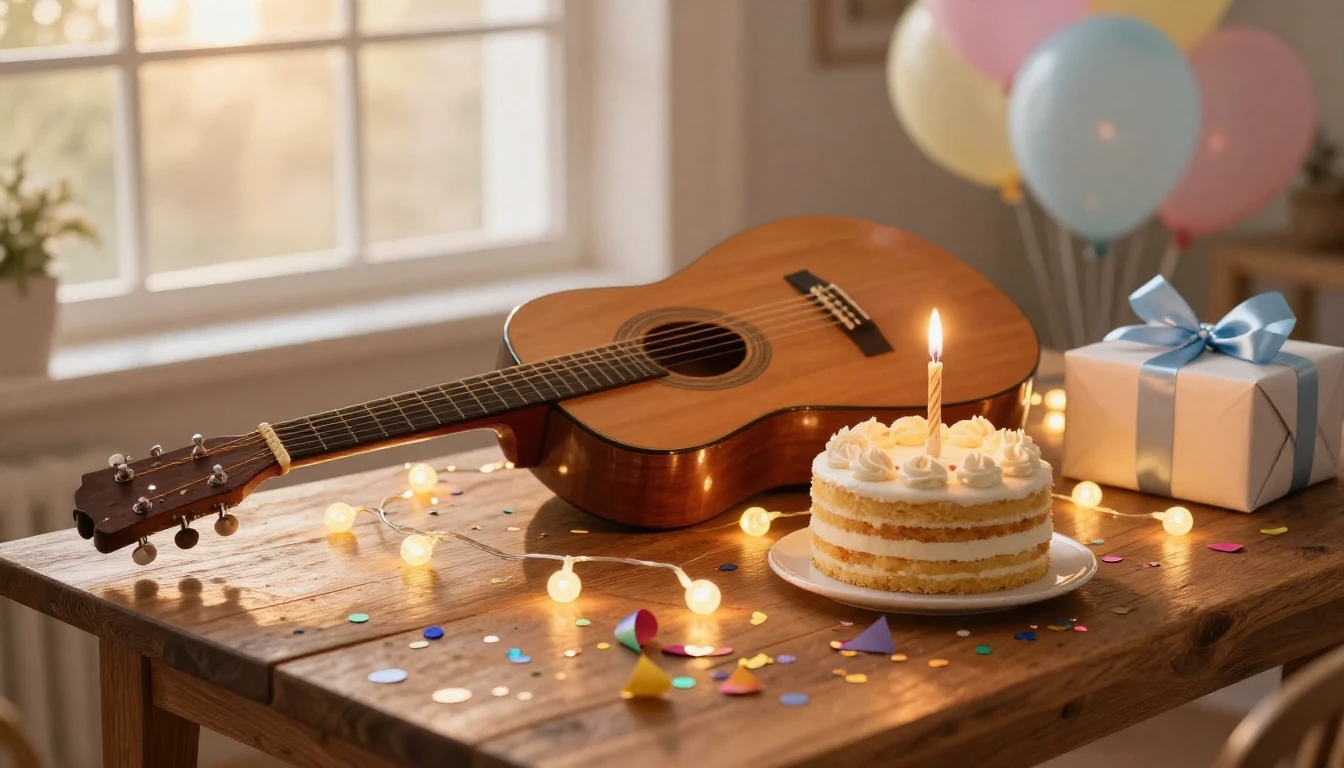A heartwarming and joyful birthday celebration scene. A beau...