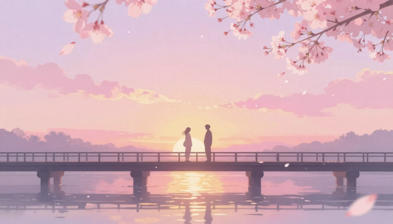 A beautiful and ethereal scene of two silhouettes standing o...