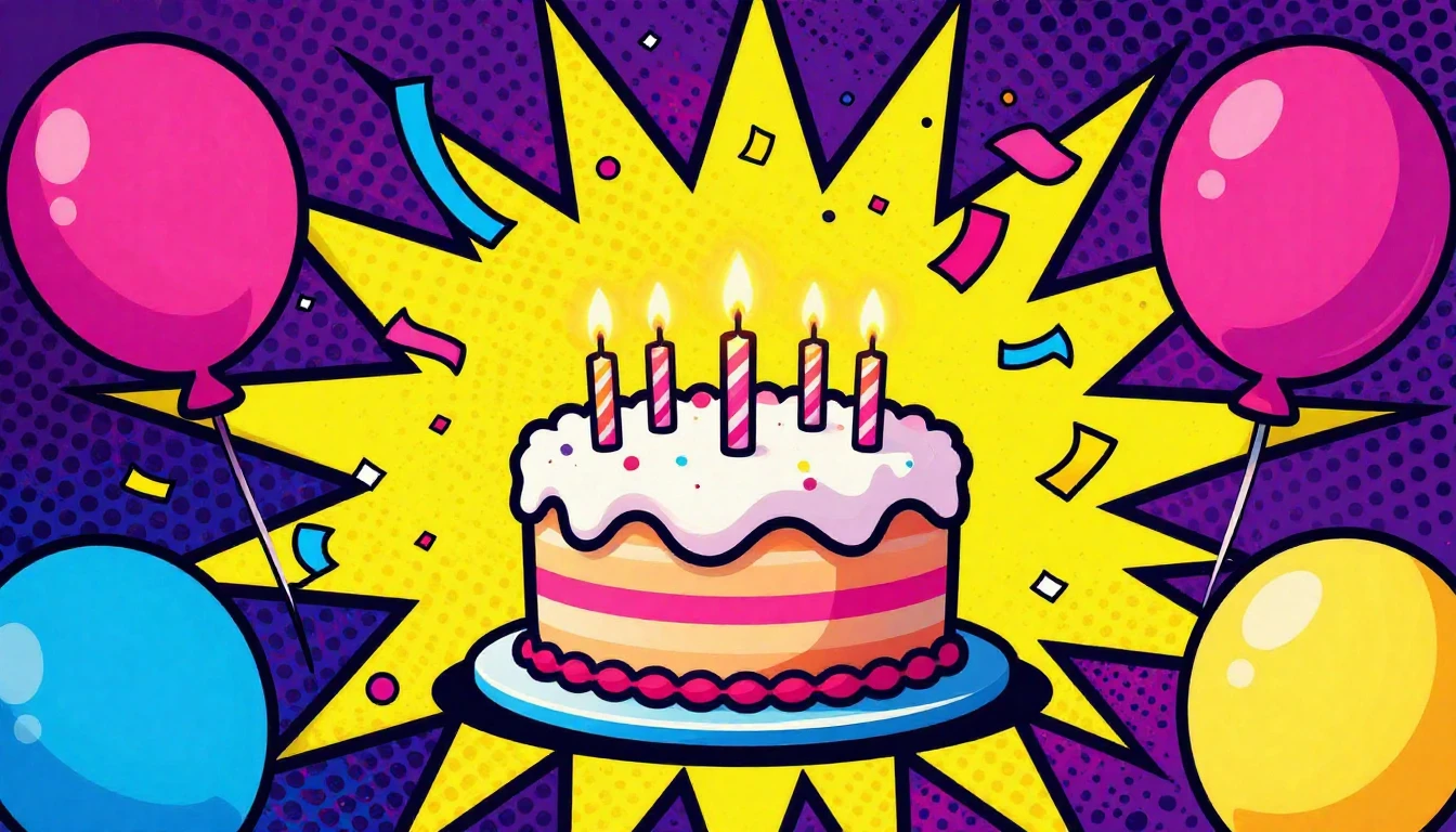 A vibrant and colorful pop art style illustration of a birth...