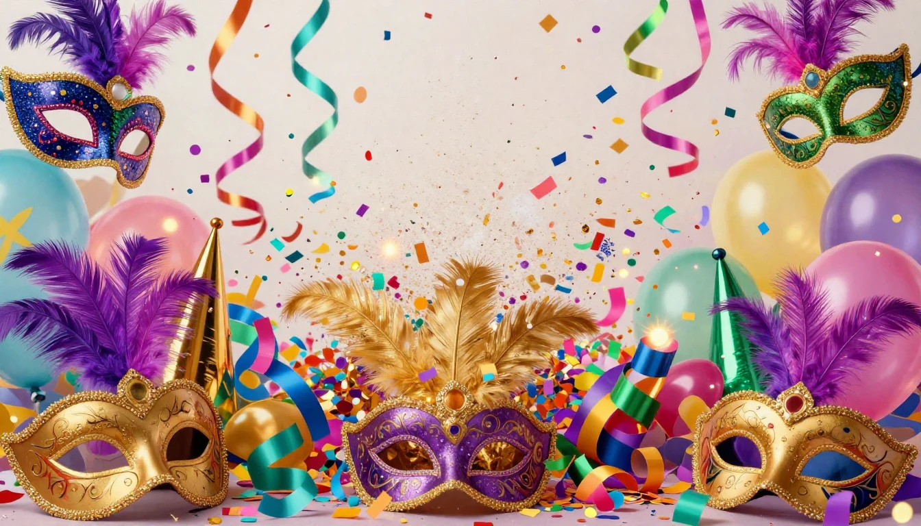 A vibrant and colorful explosion of carnival elements. Multi...