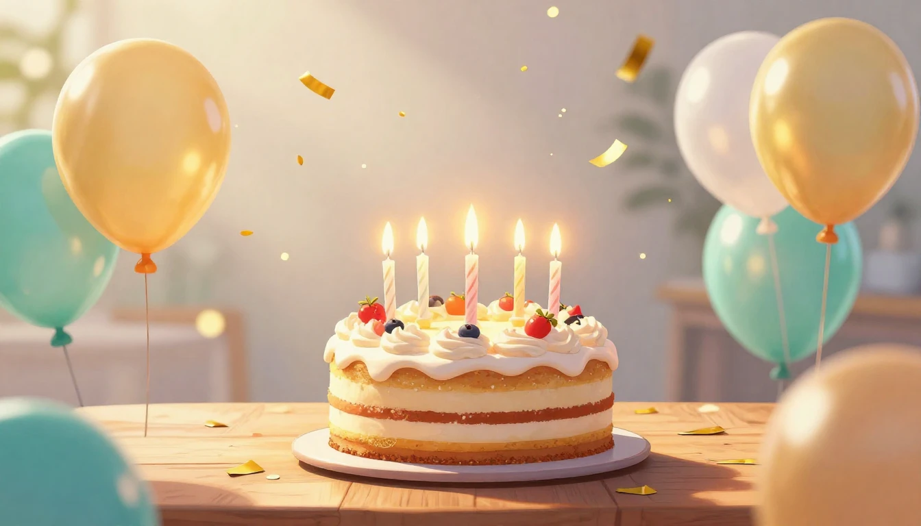 A vibrant and heartwarming digital art illustration of a bir...