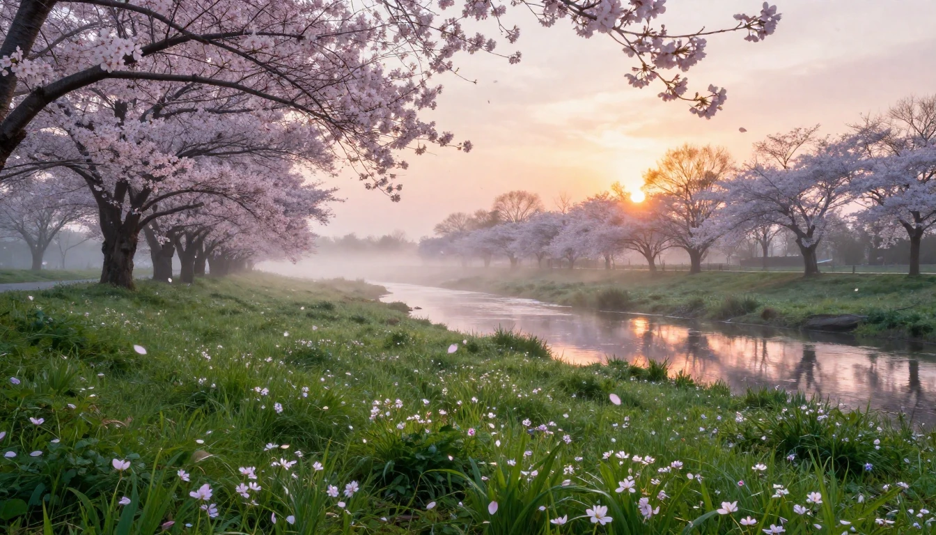 A breathtaking landscape at the break of dawn during early s...